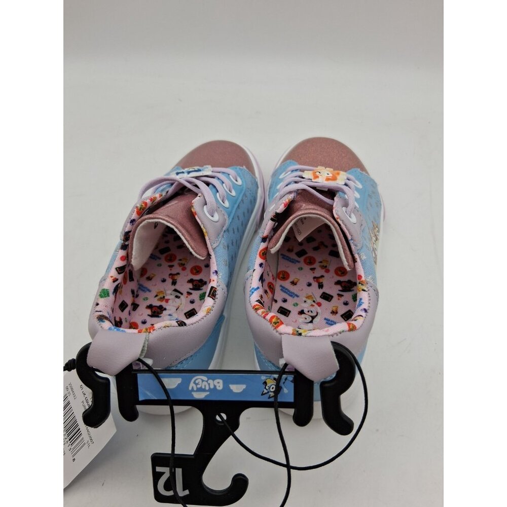 Bluey Sneakers Toddler Kids Size 12 Blue Purple Slip On Elastic Lace Shoes - Picture 4 of 10